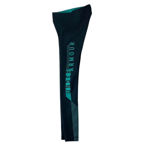 Under Armour Womens HeatGear Compression Leggings XS Black/Teal - Picture 3 of 6